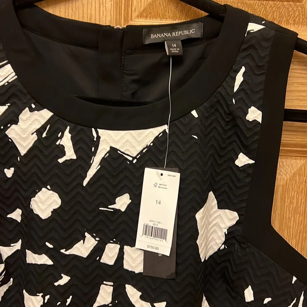 Banana Republic Midi-Dress Abstract Black and White New with Tags 14 - Picture 3 of 16